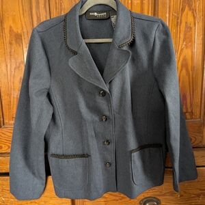 Sag Harbor Women's Dark Gray Tailored Wool-Blend Jacket